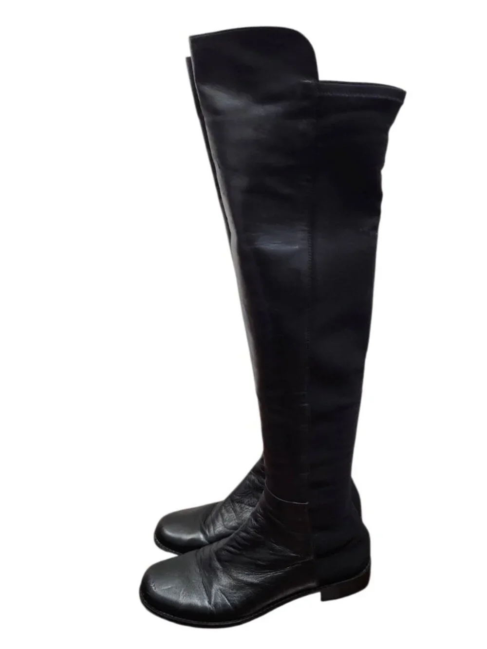 Stuart Weitzman 5050 Over The Knee Boots Black Leather Stretch Back Size 8 M